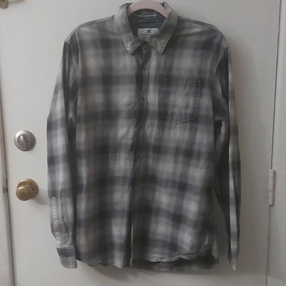 Thread & Cloth Gray Plaid Long Sleeve Button Down L Western Cabincore Fisherman - Picture 1 of 10